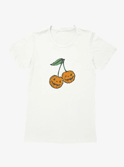 Pumpkin Jack O Lanterns Cherry Pair Womens T-Shirt