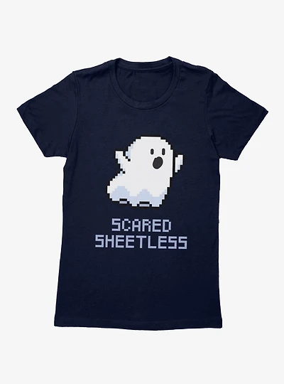 Scared Sheetless Pixel Ghost Womens T-Shirt