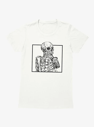 Skeleton Drinking Life Cup Womens T-Shirt
