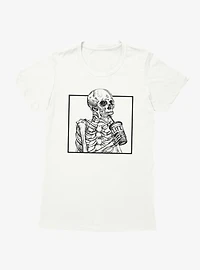 Skeleton Drinking Life Cup Womens T-Shirt
