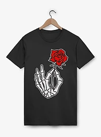 Skeleton Hand Holding Red Rose T-Shirt