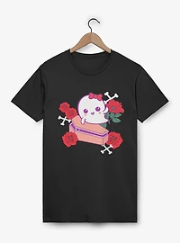 Cute Ghost Roses Coffin Cartoon T-Shirt