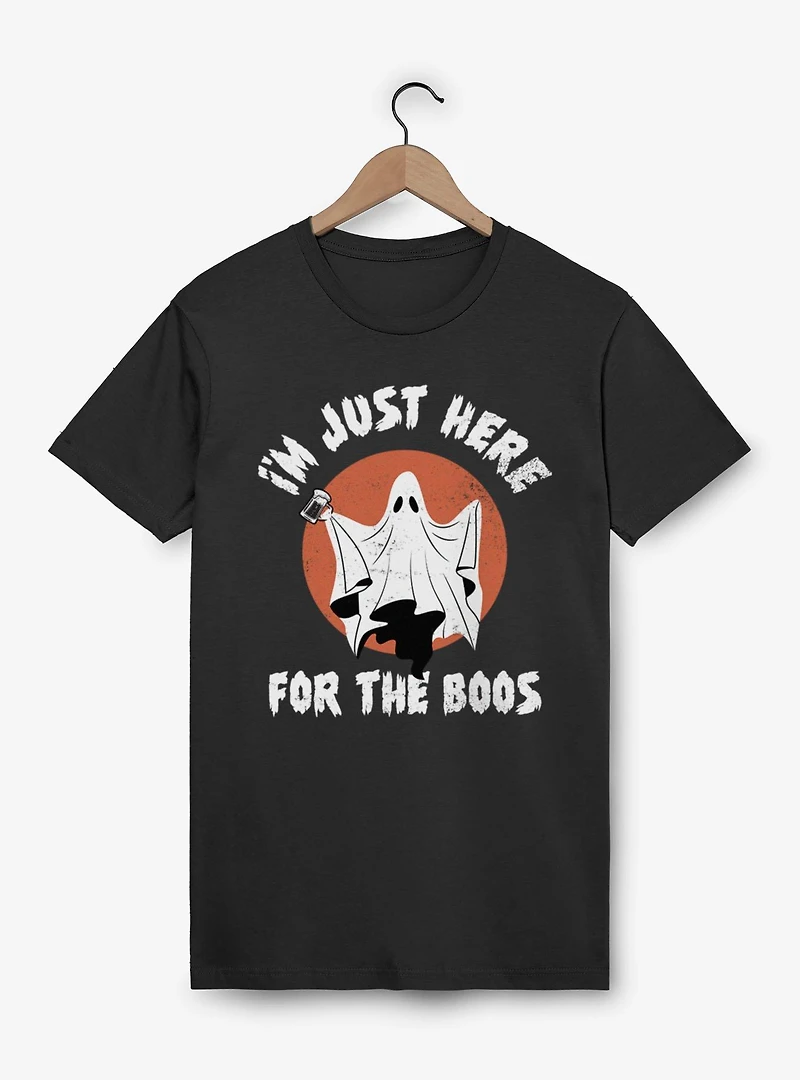 Just Here For The Boos Ghost Holding Beer Circle T-Shirt