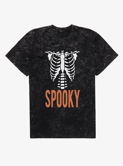 Spooky Skeleton Bones Mineral Wash T-Shirt