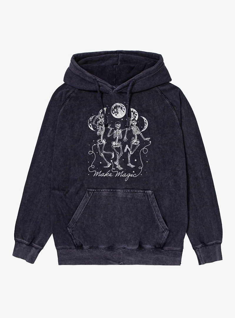 Make Magic Dancing Skeletons Moon Phases Mineral Wash Hoodie