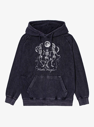 Make Magic Dancing Skeletons Moon Phases Mineral Wash Hoodie