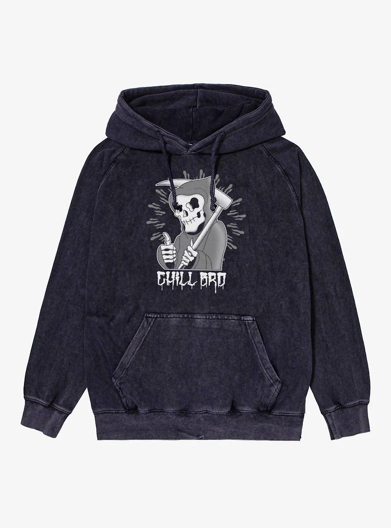 Chill Bro Skeleton Grim Reaper Mineral Wash Hoodie