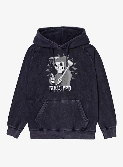 Chill Bro Skeleton Grim Reaper Mineral Wash Hoodie