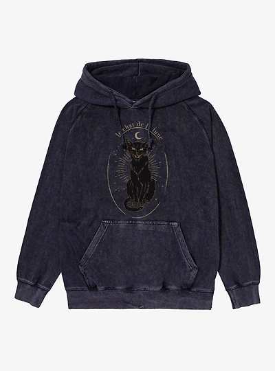 Le Chat De La Lune Black Cat Mineral Wash Hoodie