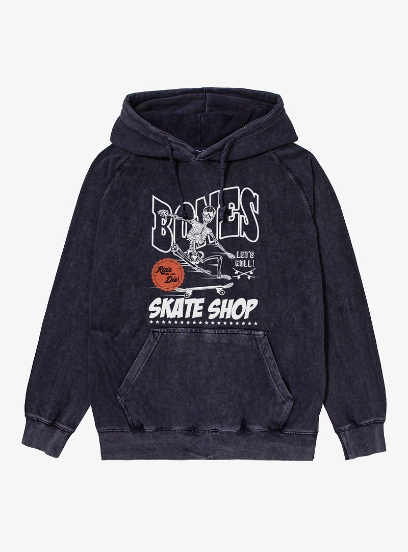 Bones Lets Roll Till You Die Skate Shop Mineral Wash Hoodie