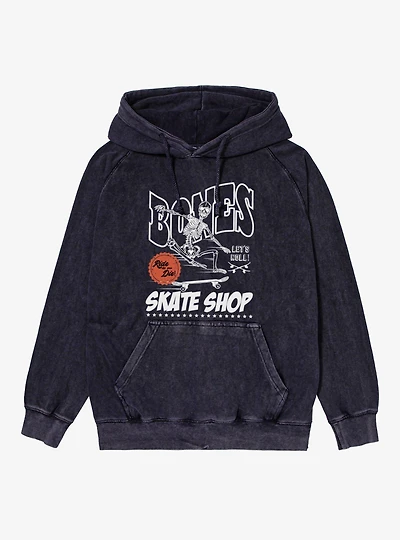 Bones Lets Roll Till You Die Skate Shop Mineral Wash Hoodie