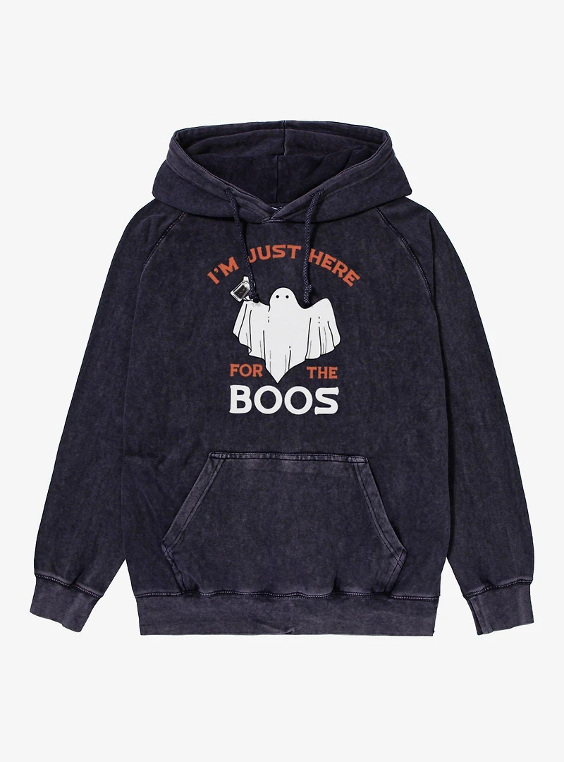 Im Just Here For The Boos Ghost Mineral Wash Hoodie