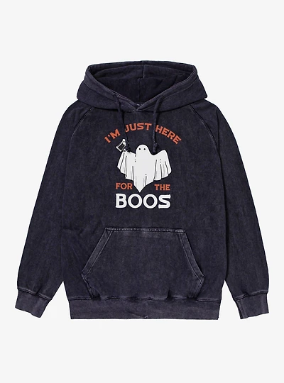 Im Just Here For The Boos Ghost Mineral Wash Hoodie
