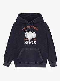 Im Just Here For The Boos Ghost Mineral Wash Hoodie