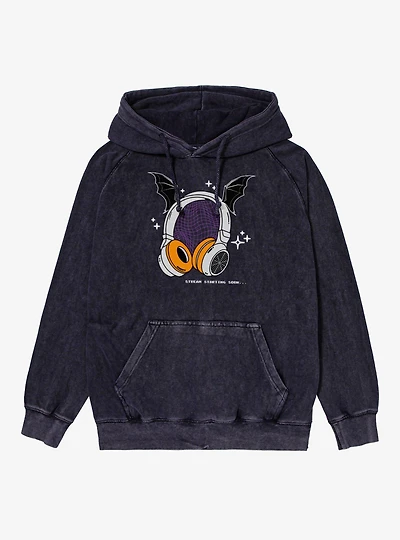 Stream Starting Soon Headphones Bat Spider Mineral Wash Hoodie