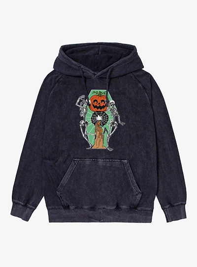 Dancing Skeletons Pumpkin Candle Mineral Wash Hoodie