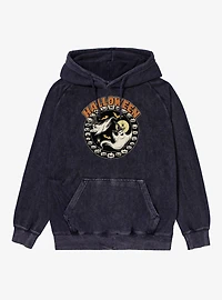Halloween Ghosts Pumpkins Circular Mineral Wash Hoodie