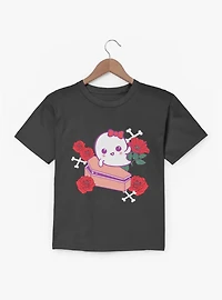 Cute Ghost Roses Coffin Cartoon Youth T-Shirt