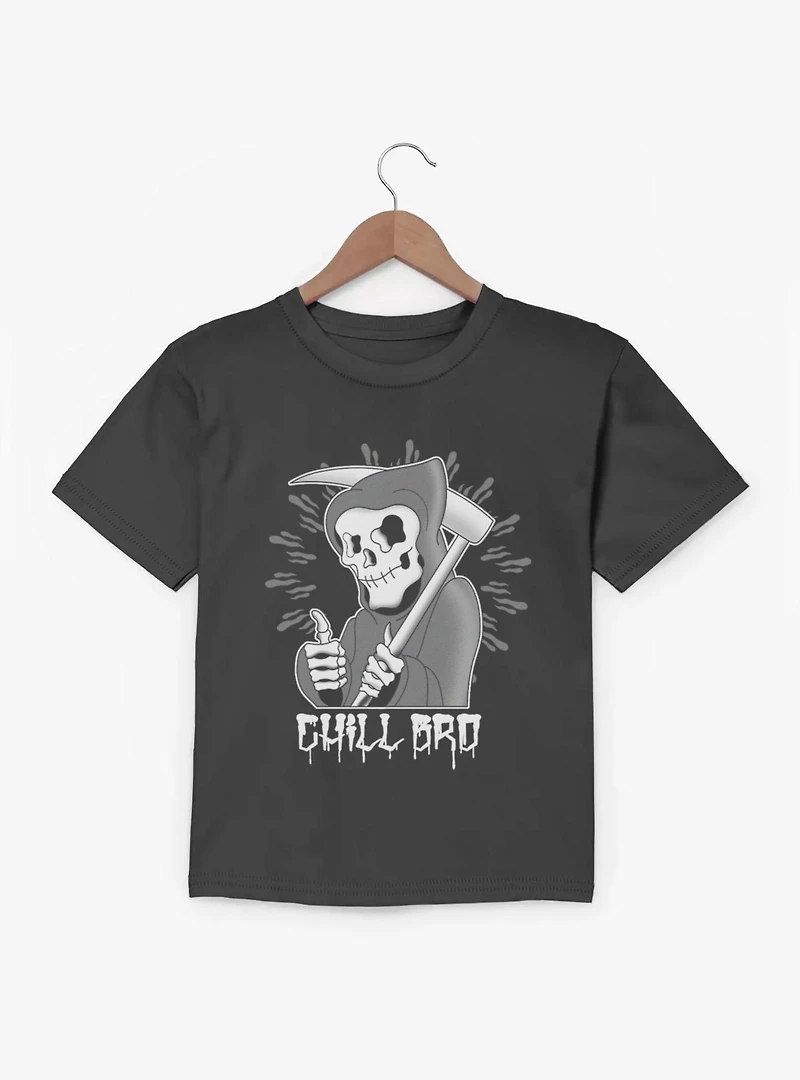 Chill Bro Skeleton Grim Reaper Youth T-Shirt