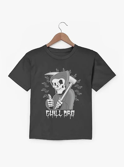 Chill Bro Skeleton Grim Reaper Youth T-Shirt