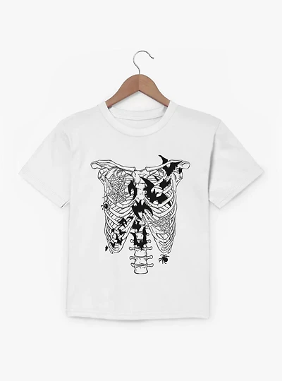 Skeleton Ribcage with Bats And Spiders Youth T-Shirt