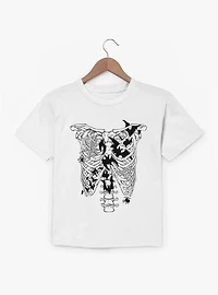 Skeleton Ribcage with Bats And Spiders Youth T-Shirt