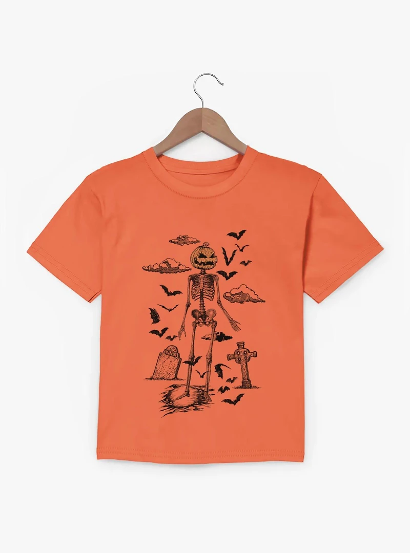 Skeleton Pumpkin Head Youth T-Shirt