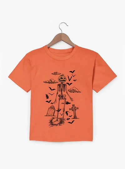 Skeleton Pumpkin Head Youth T-Shirt
