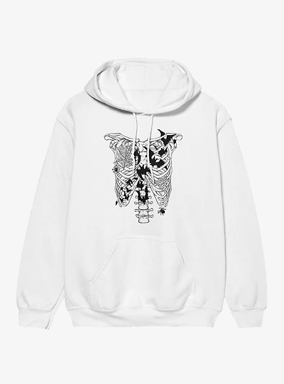 Skeleton Ribcage with Bats And Spiders Hoodie