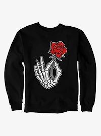Skeleton Hand Holding Red Rose Sweatshirt