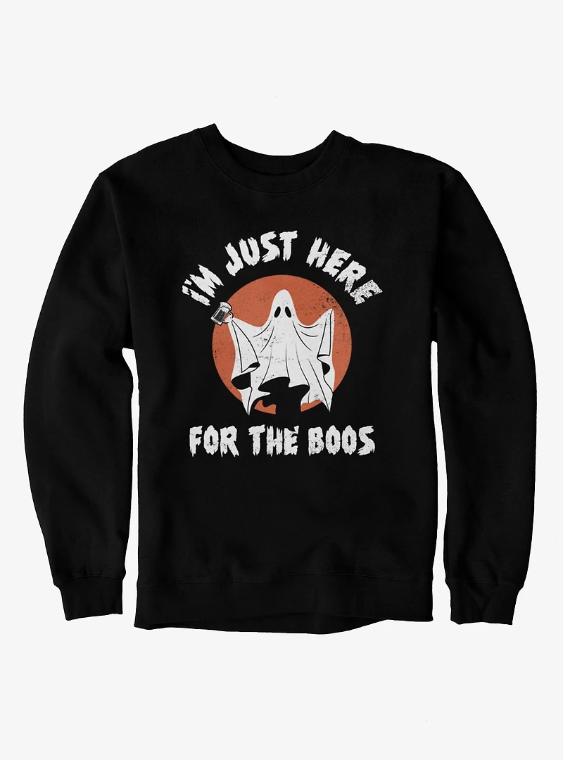 Just Here For The Boos Ghost Holding Beer Circle Sweatshirt