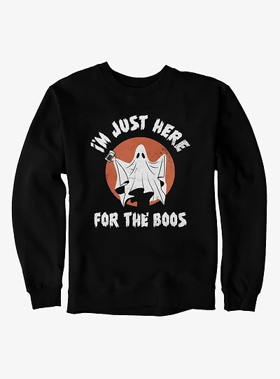 Just Here For The Boos Ghost Holding Beer Circle Sweatshirt