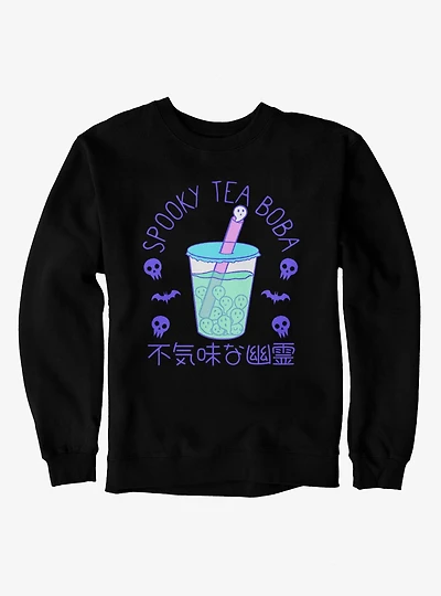 Spooky Tea Pastel Boba Cup Ghosts Skulls Bats Sweatshirt