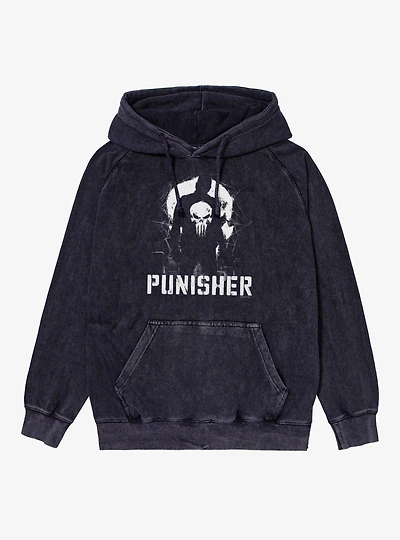 Marvel Spider-Man Brand New Day Punisher Silhouette On City Mineral Wash Hoodie