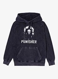 Marvel Spider-Man Brand New Day Punisher Silhouette On City Mineral Wash Hoodie