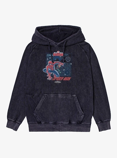 Marvel Spider-Man Brand New Day Spidey Tracker Tracked Your Area Mineral Wash Hoodie