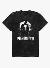 Marvel Spider-Man Brand New Day Punisher Silhouette On City Mineral Wash T-Shirt