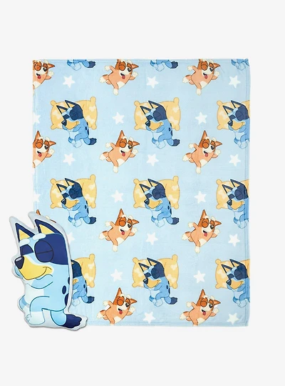 Bluey Sleeping Cloud Pillow & Silk Touch Throw Blanket Set