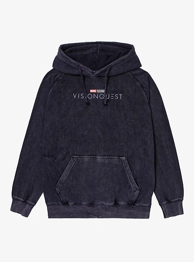 Marvel VisionQuest Show Logo White Text Vintage Mineral Washed Hoodie
