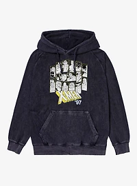 Marvel X-men 97 Character Outline Panels Black And Yellow Mineral Wash Hoodie
