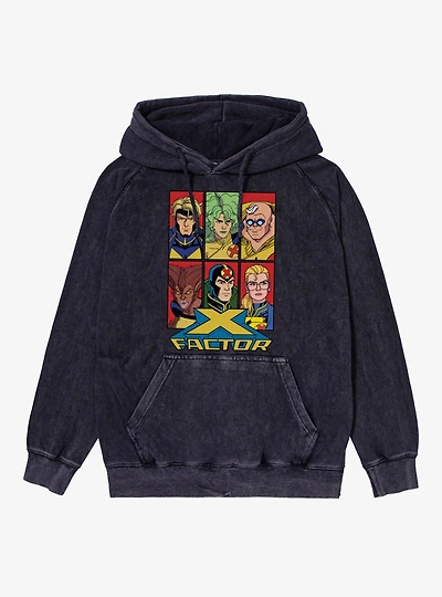Marvel X-men 97 X Factor Team Panel Group Mineral Wash Hoodie