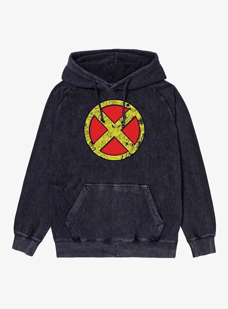 Marvel X-men 97 Unifom Icon With Character Silhouettes Mineral Wash Hoodie