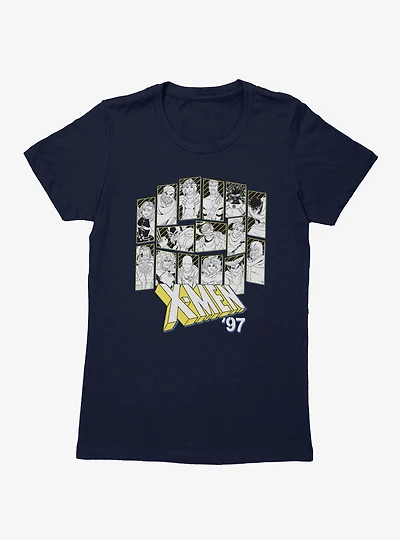 Marvel X-men 97 Character Outline Panels Black And Yellow Womens T-Shirt