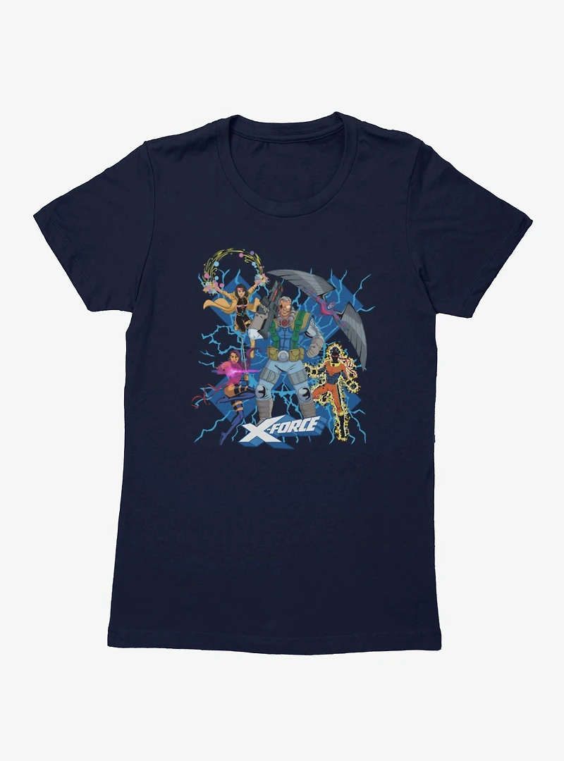 Marvel X-men 97 X-Force Electric Burst Team Group Womens T-Shirt
