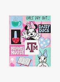 NCAA Texas A&M University Disney Minnie Mouse Checker Floral Pink Silk Touch Throw Blanket
