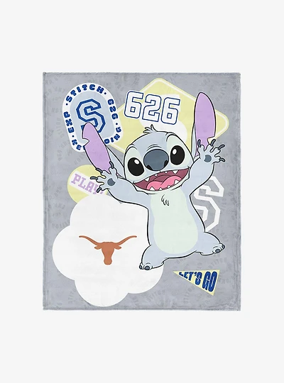 NCAA University of Texas Disney Lilo & Stitch Stickers Grey Silk Touch Throw Blanket
