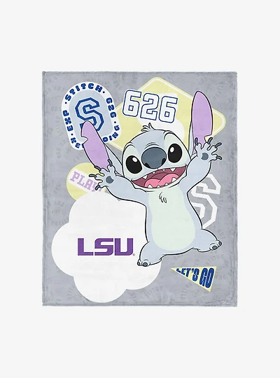 NCAA Louisiana State University Disney Lilo & Stitch Stickers Grey Silk Touch Throw Blanket