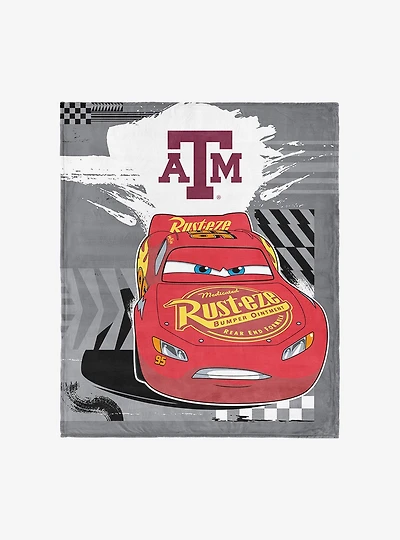NCAA Texas A&M University Disney Cars Lap Time Grey Silk Touch Throw Blanket