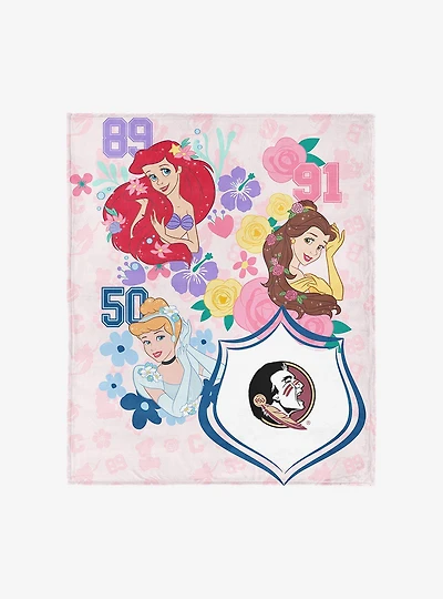 NCAA Florida State University Disney Princesses Game On Girls Pink Silk Touch Throw Blanket