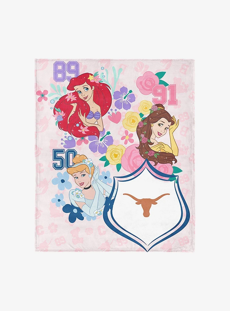 NCAA University of Texas Disney Princesses Game On Girls Pink Silk Touch Throw Blanket